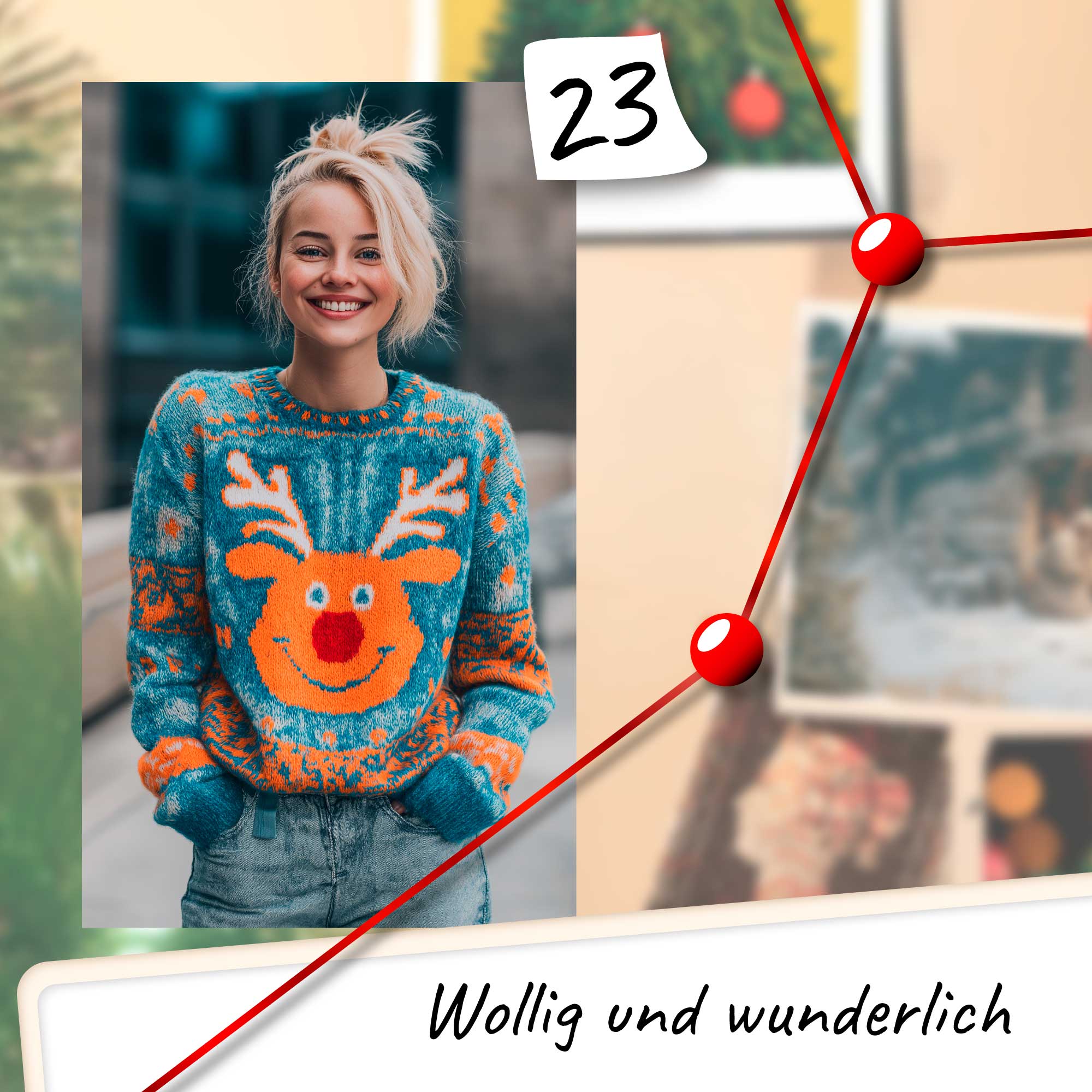 Frau mit Elch-Pulli