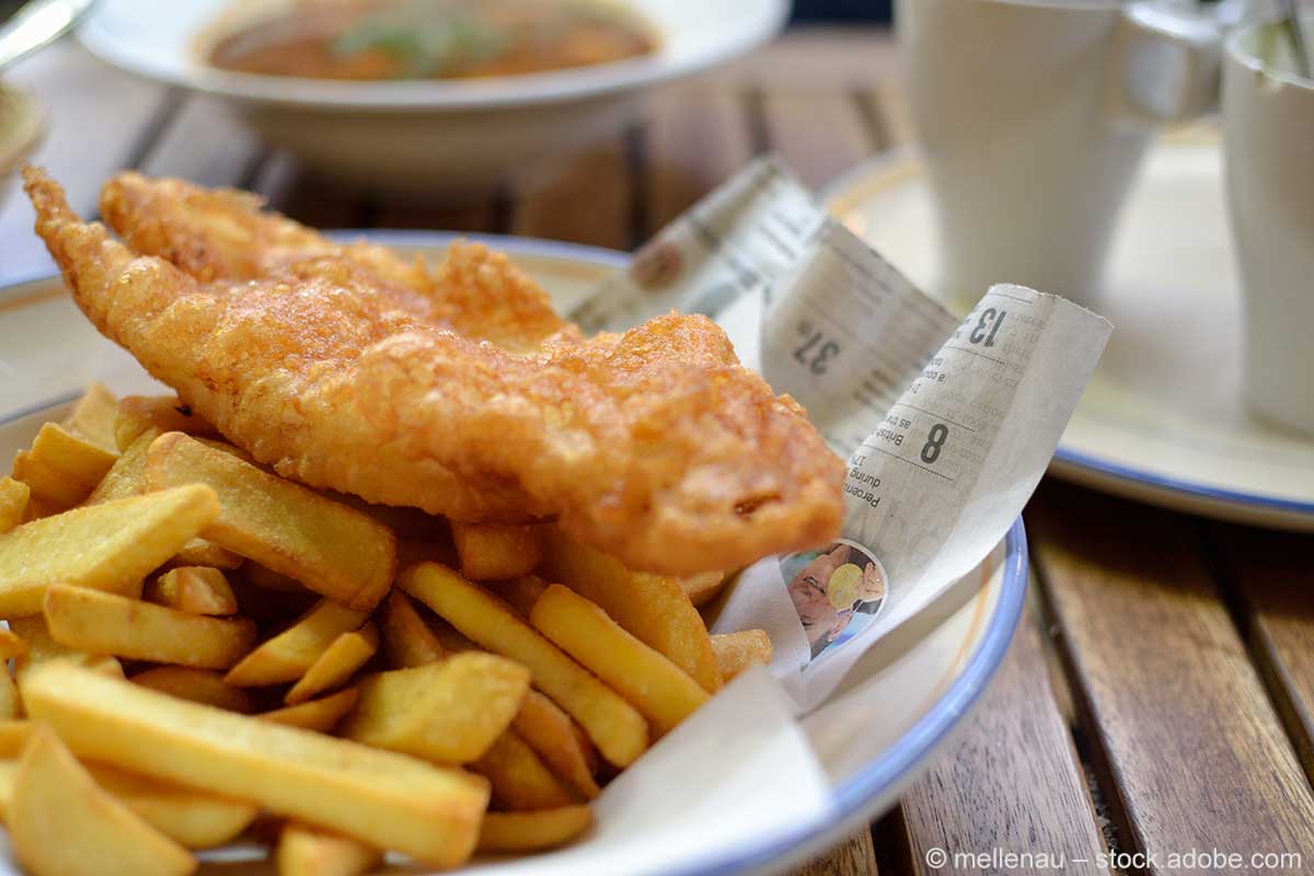 Fish and Chips sind das Nationalgericht Englands.