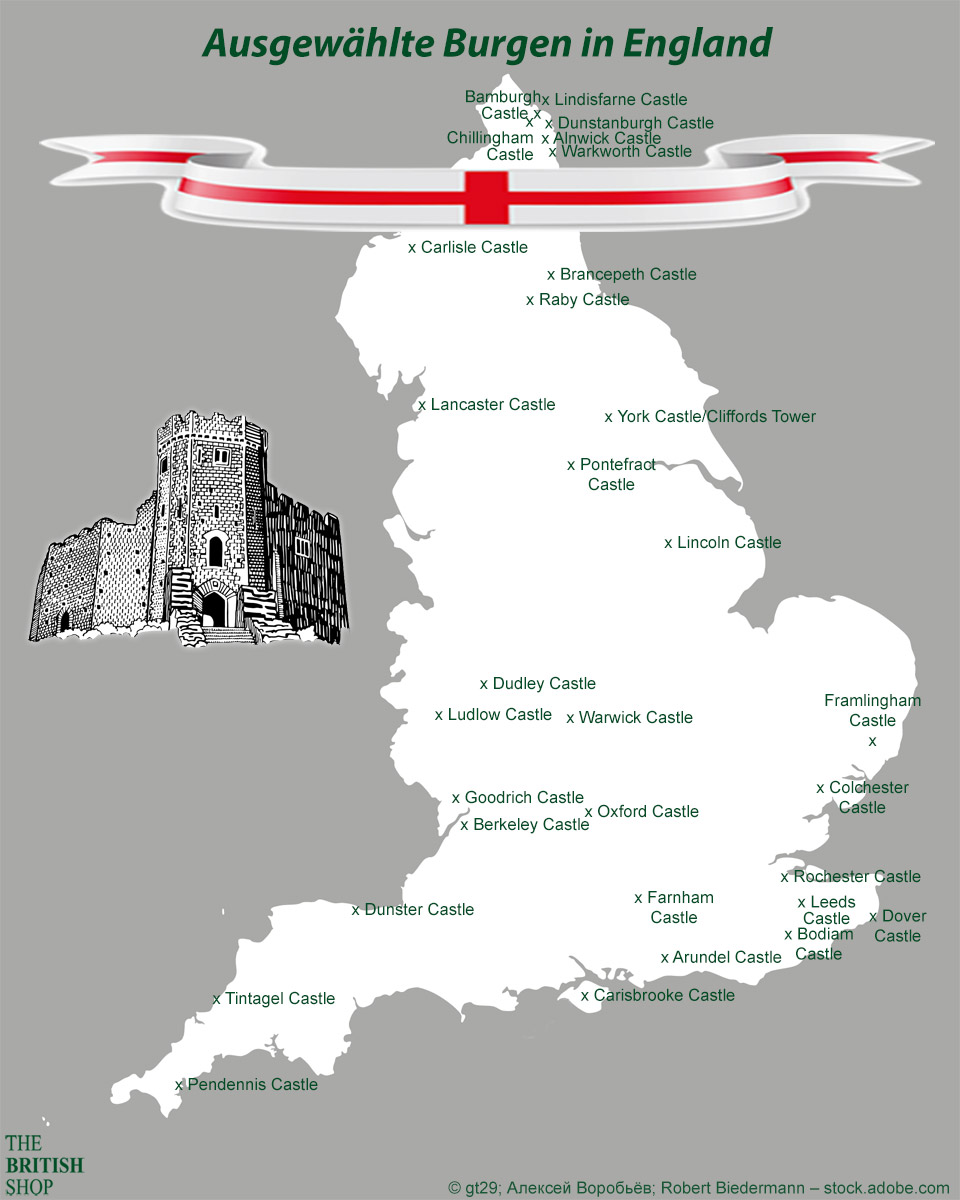 Burgen in England: eine Auswahl
