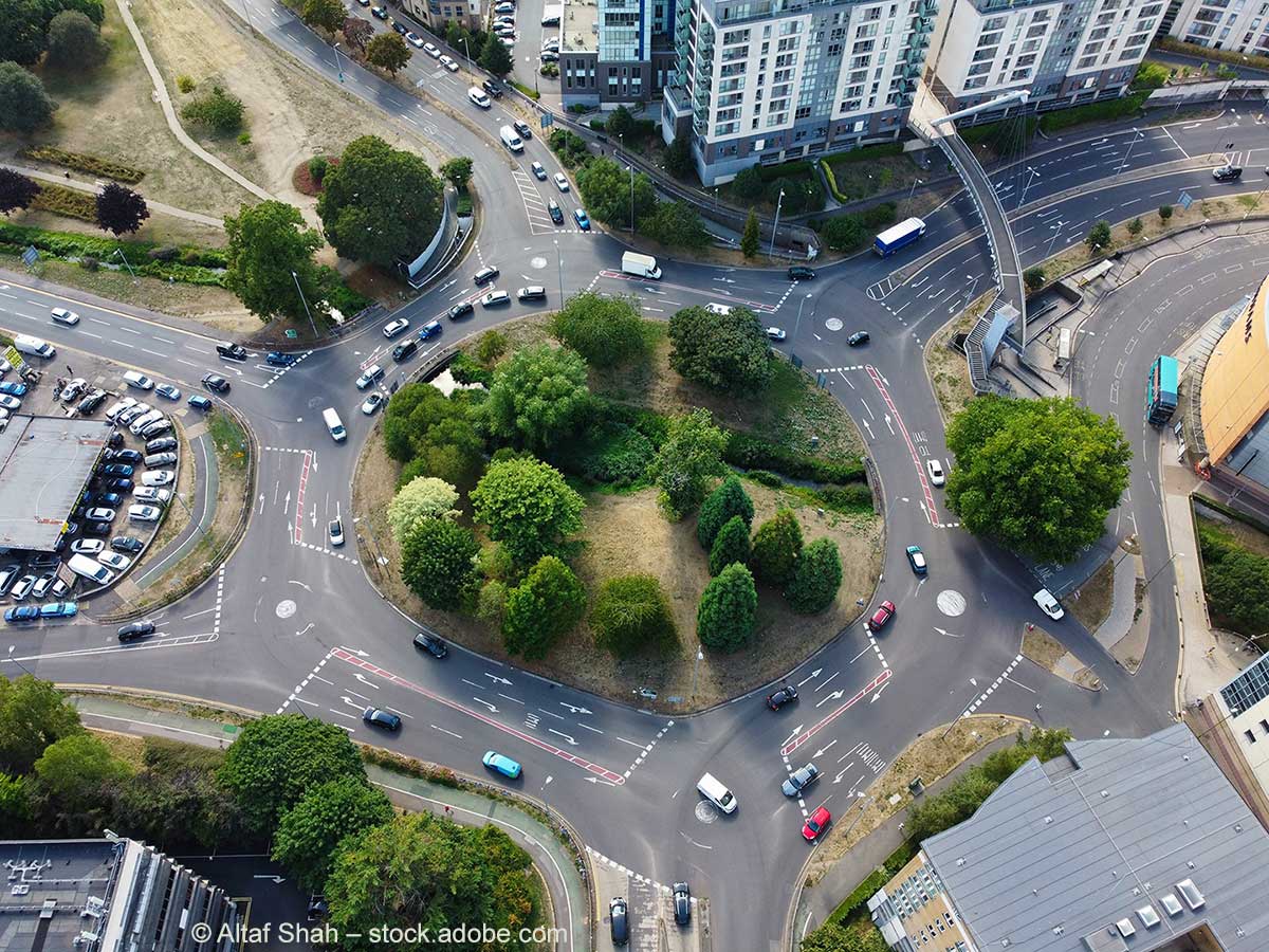 Luftbild des Magic Roundabout in Hemel Hempstead in England