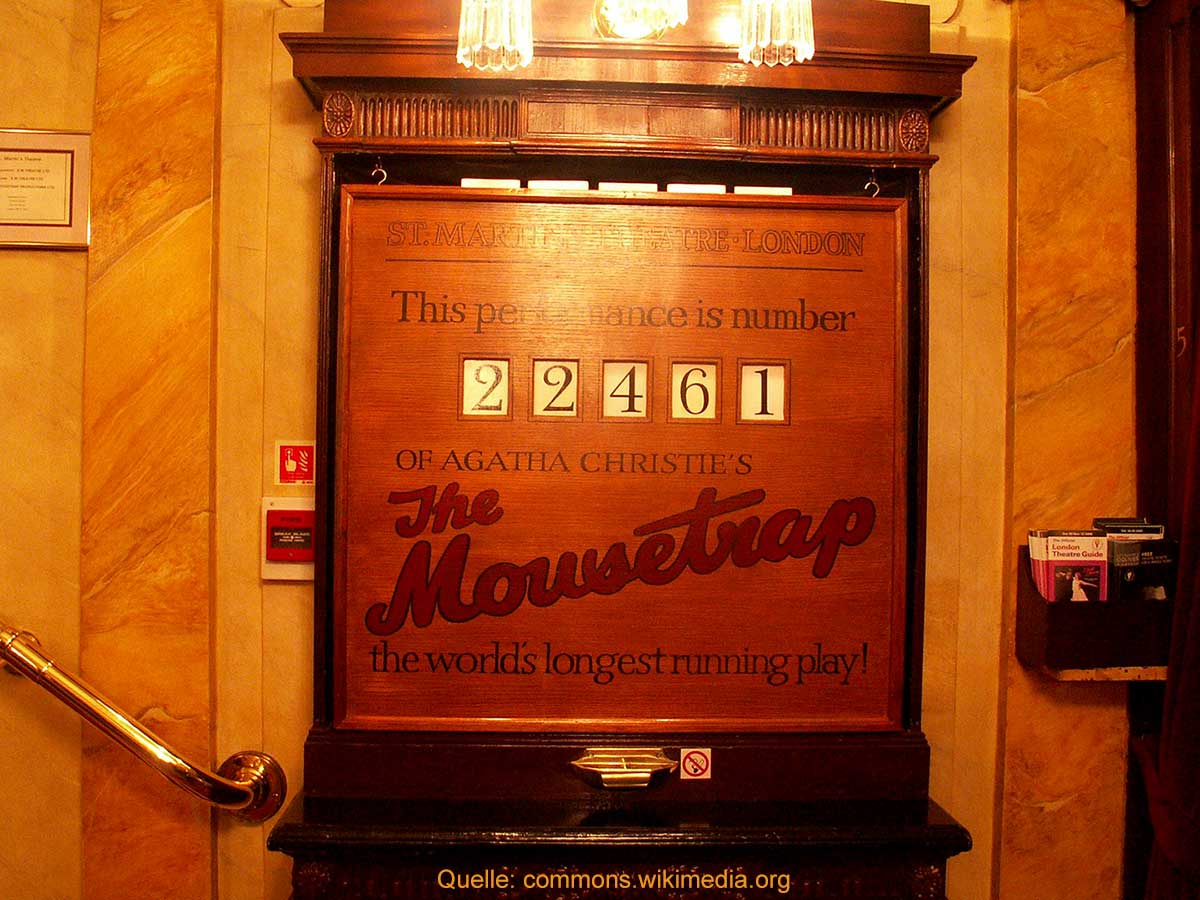Gerät im St. Martin's Theatre in London, das die Zahl der Vorstellungen von "The Mousetrap" zählt